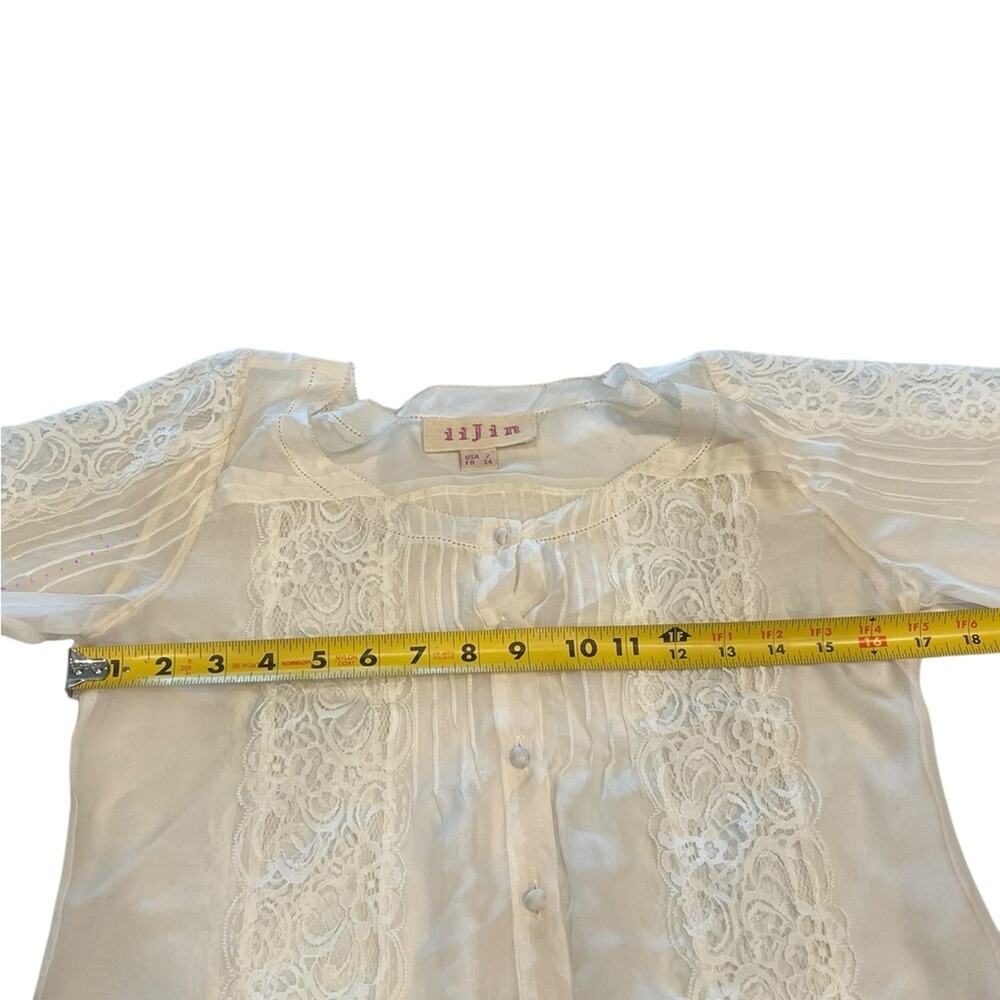 Iijin Silk Chiffon Hand Lace  Blouse Top Size:2 - Picture 6 of 10